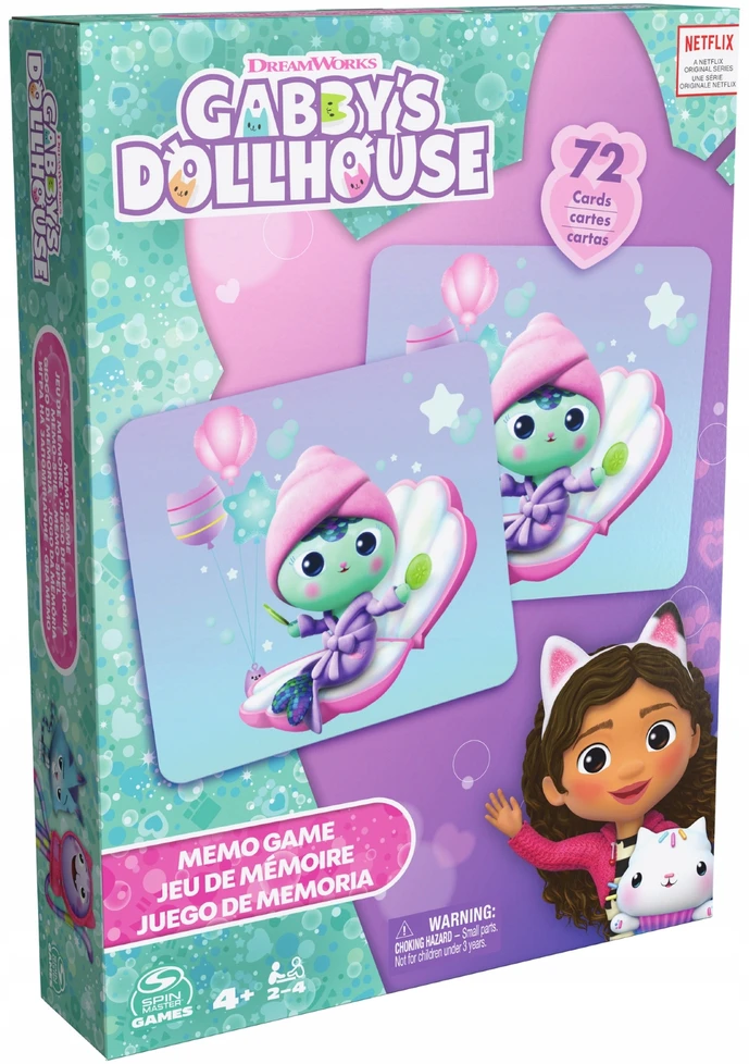 Dėlionė Spin Master Gabby's Dollhouse Memo Cat House Gabi atminties žaidimas 72 simbolių kortelės