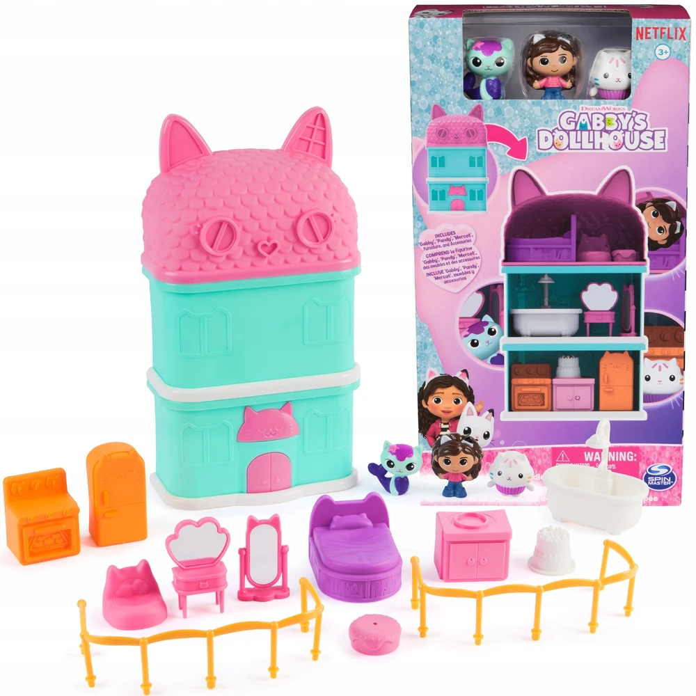 Spin Master GABI'S CAT HOUSE MAŽAS KOMPAKTINIS NAMAS FIGURĖS PRIEDAI MERMAID EASY