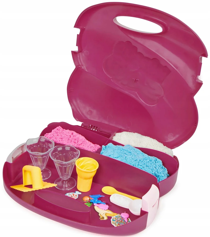 Spin Master KINETIC SAND LEDŲ PARDUOTUVĖ KINETIC SAND DIDELIS RINKINYS LAGAMINE 680 G