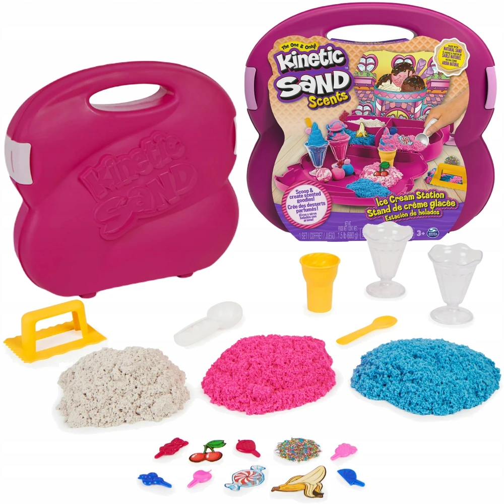 Spin Master KINETIC SAND LEDŲ PARDUOTUVĖ KINETIC SAND DIDELIS RINKINYS LAGAMINE 680 G