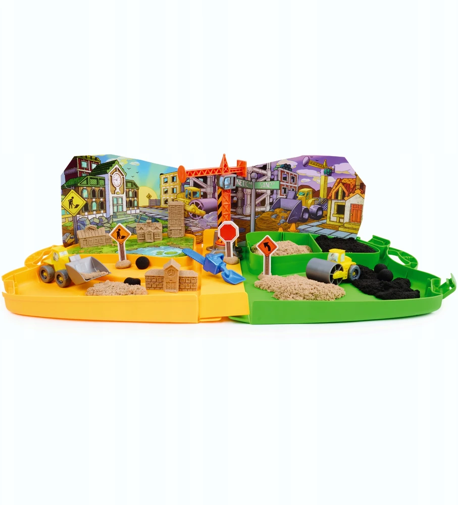 Spin Master „Kinetic Sand“ statybvietės kinetinis smėlis, 793 g + priedai