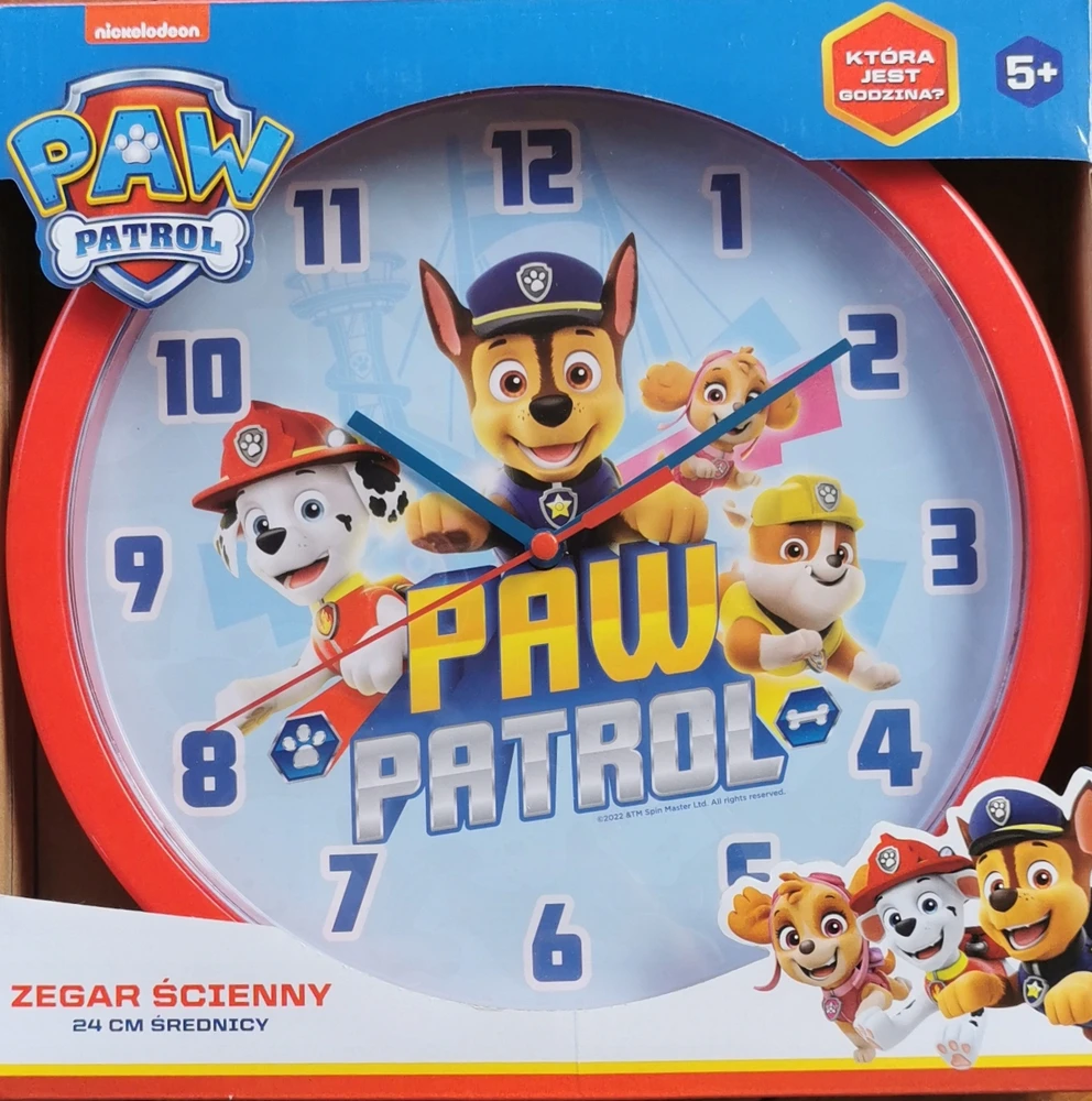 Spin Master Laikrodis ścienny dziecięcy Psi Patrol 24 cm średnica