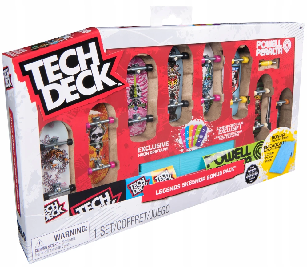 Tech Deck Spin Master Tech kaladės, 8 vnt. pakuotė – Retro neoninė