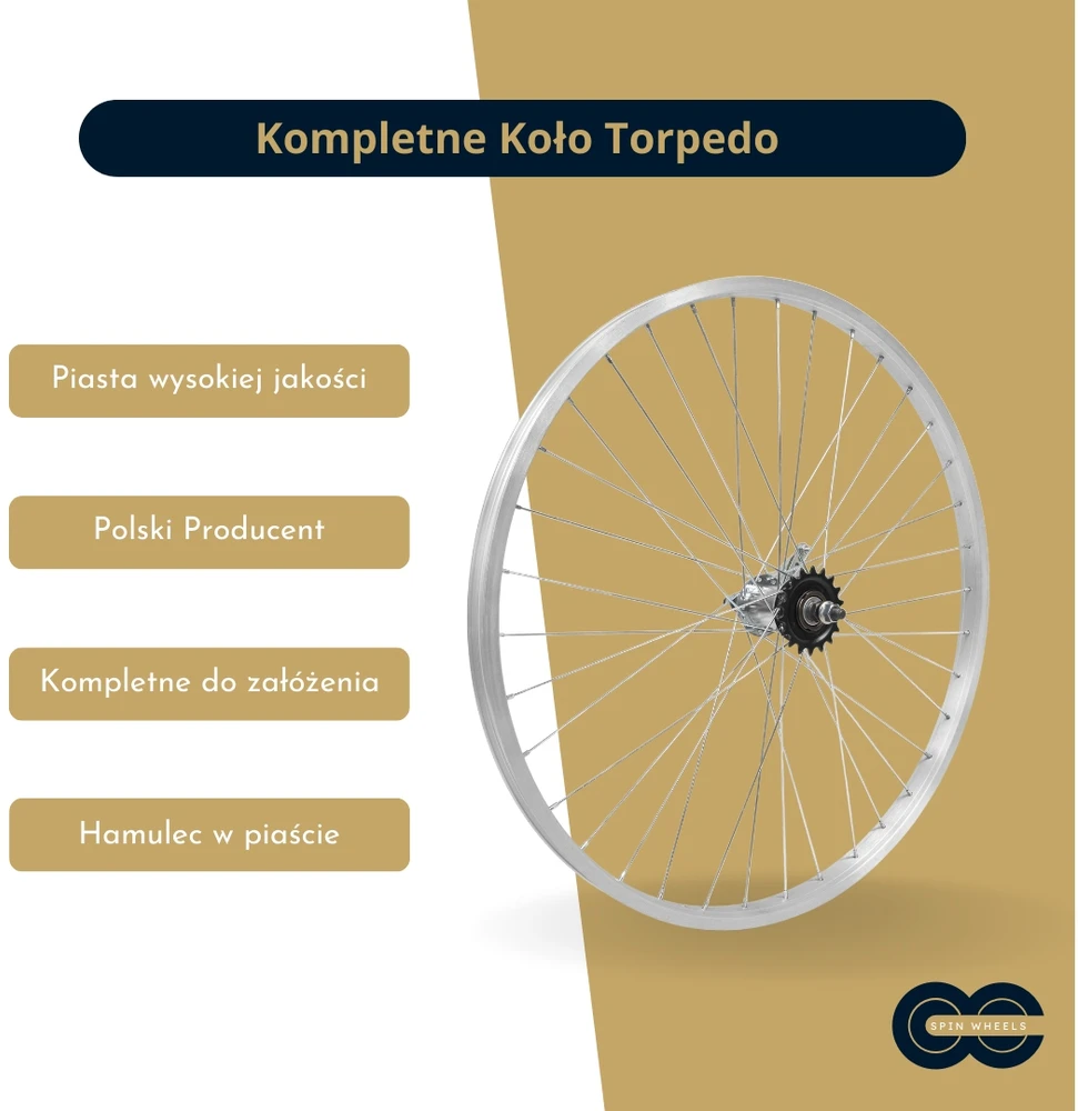 Spin Wheels Pilnas dviračio ratas Galinis TORPEDO galinis 28 colių Aliuminio stebulė, poliruota