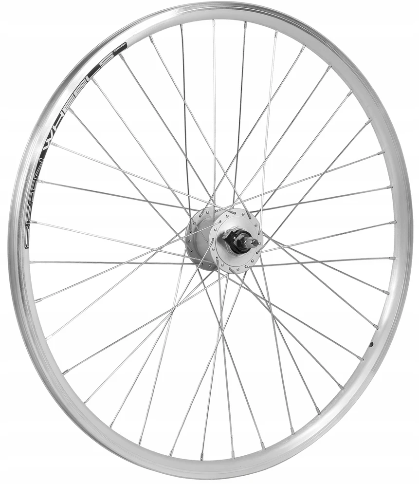 Spin Wheels Priekinis dviračio ratas 26 colių priekinis Shimano generatorius 3W Sidabrinis Conical