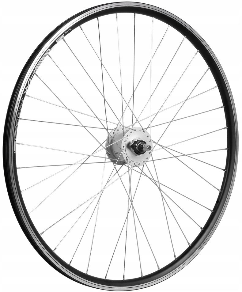 Spin Wheels Priekinis dviračio ratas 28 colių priekinis Shimano 3W generatorius Juodas Conical
