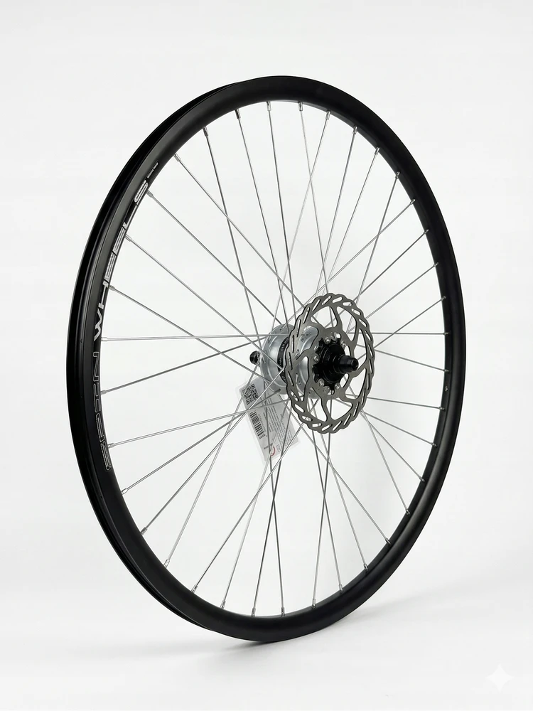 Spin Wheels Priekinis dviračio ratas 28 colių Shimano generatorius diskui Juodas + 160 diskas