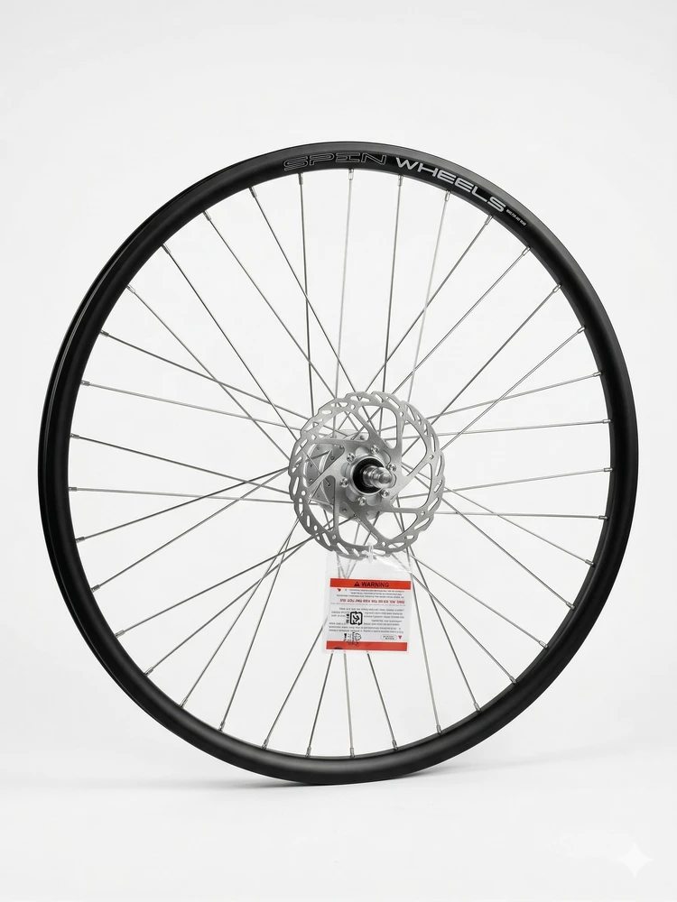 Spin Wheels Priekinis dviračio ratas 28 colių Shimano generatorius diskui Juodas + 160 diskas
