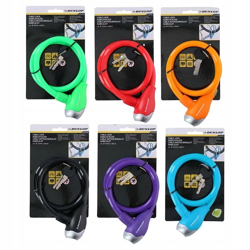 Dunlop - Zapięcie do roweru spiralne na klucz 65 cm (Žalias)