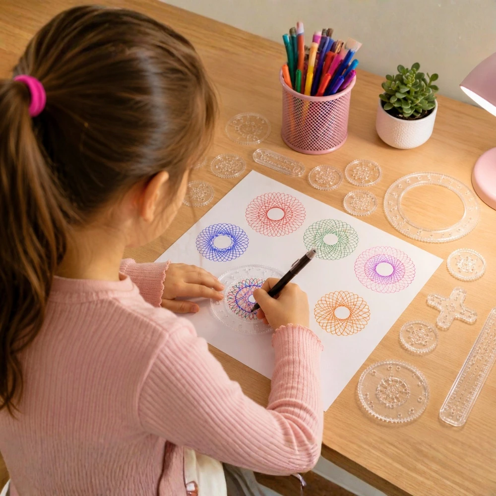 Spirografo RINKINYS piešimui vaikams, 3D lavinantis žaislas, 22 ELEMENTAI