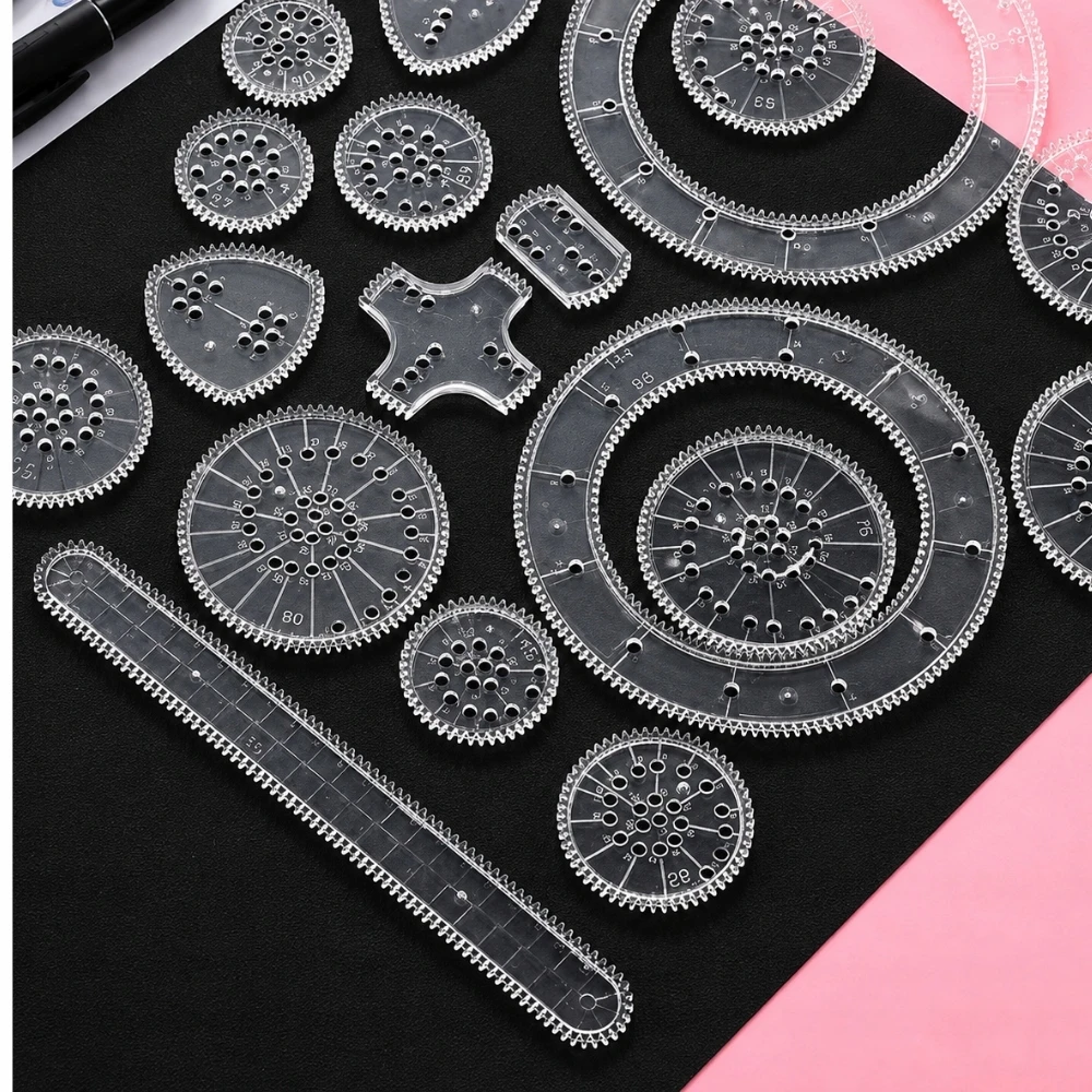 Spirografo RINKINYS piešimui vaikams, 3D lavinantis žaislas, 22 ELEMENTAI