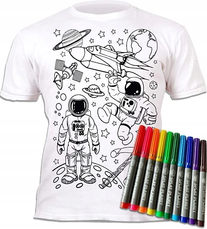 Splat Planet Marškinėliai su 10 plaunamų markeriu, 7-8 metai