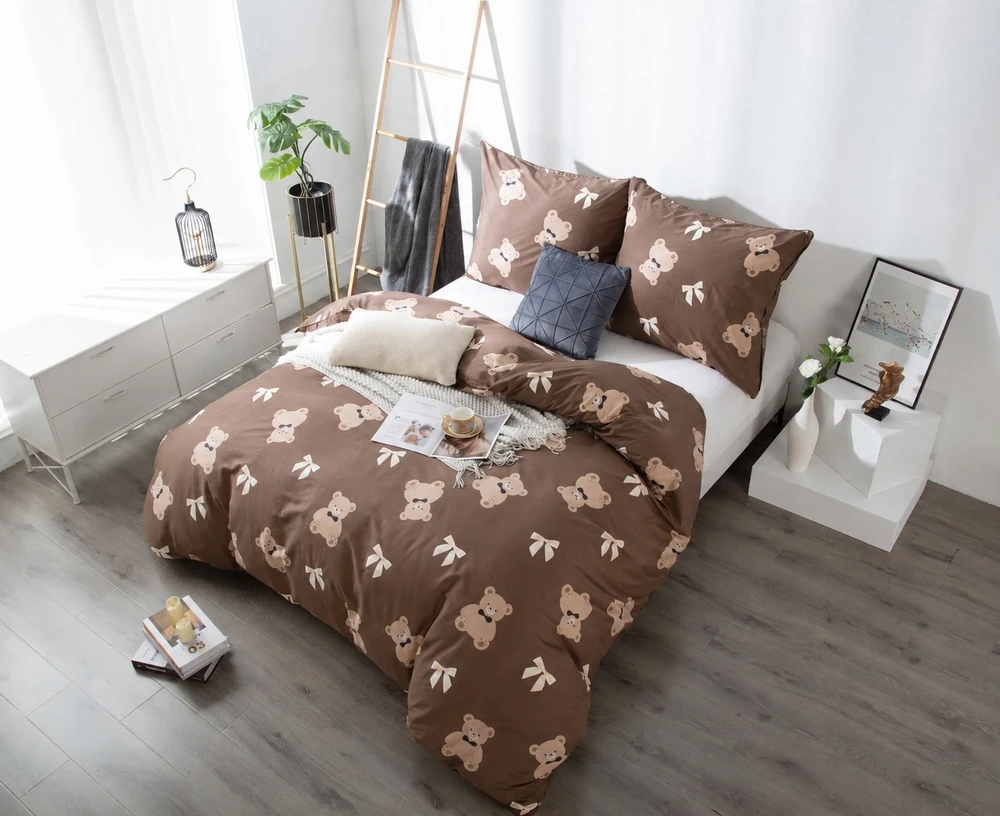 Spod Igły i Nitki Patalynė Z MISIEM KOMPLET 200x200 SATYNA 100% BAWEŁNA PRINTY TEDDY