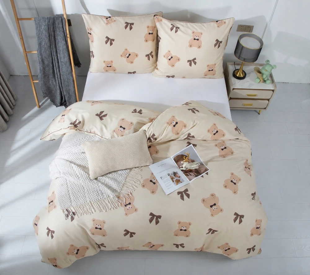 Spod Igły i Nitki Patalynė Z MISIEM KOMPLET 220x200 SATYNA 100% BAWEŁNA PRINTY TEDDY