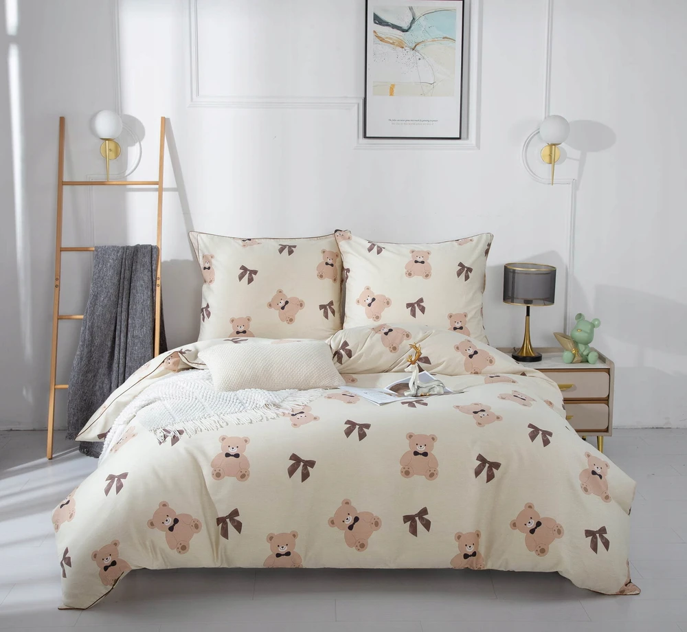 Spod Igły i Nitki Patalynė Z MISIEM KOMPLET 220x200 SATYNA 100% BAWEŁNA PRINTY TEDDY