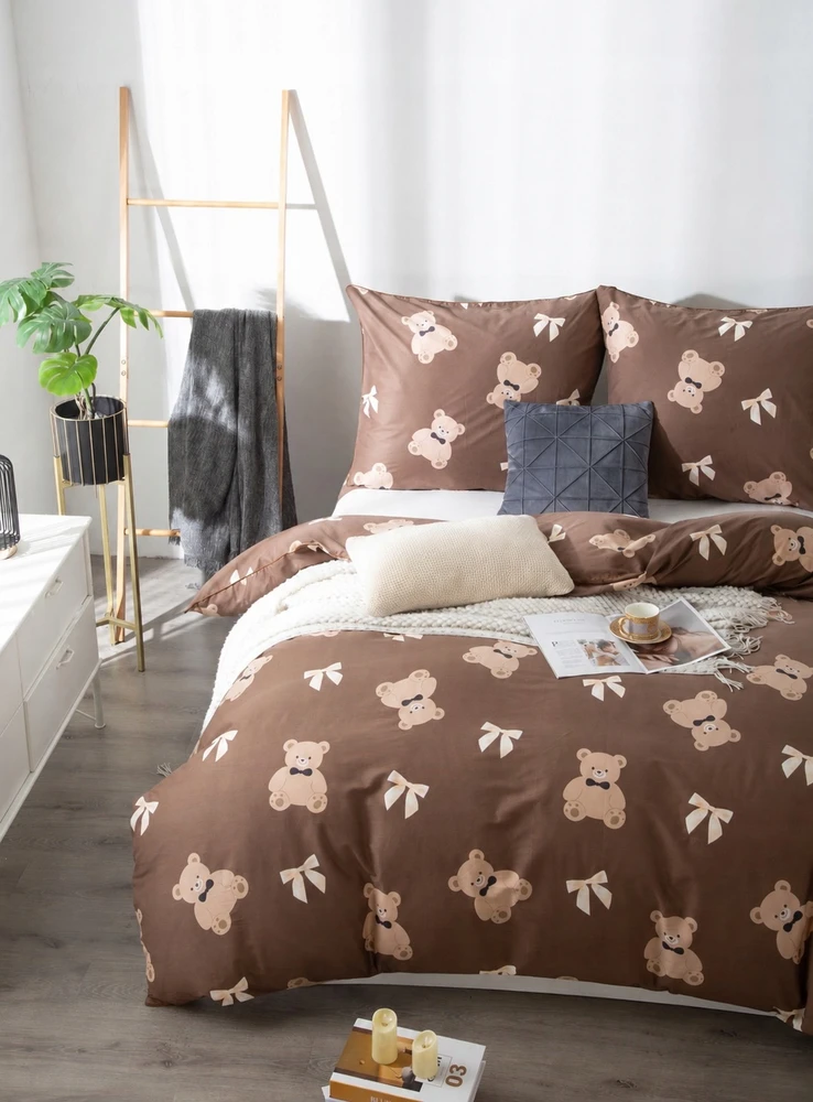 Spod Igły i Nitki Patalynė Z MISIEM KOMPLET 200x200 SATYNA 100% BAWEŁNA PRINTY TEDDY