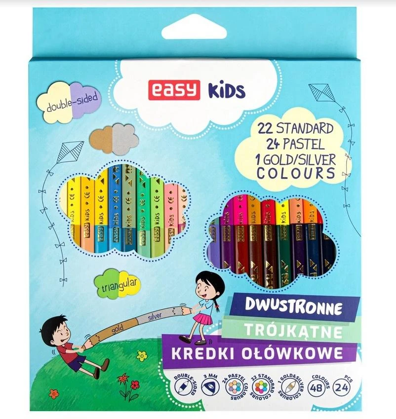 Spokey Dvipusiai trikampiai pieštukai 48 spalvų EASY - Easy Stationery
