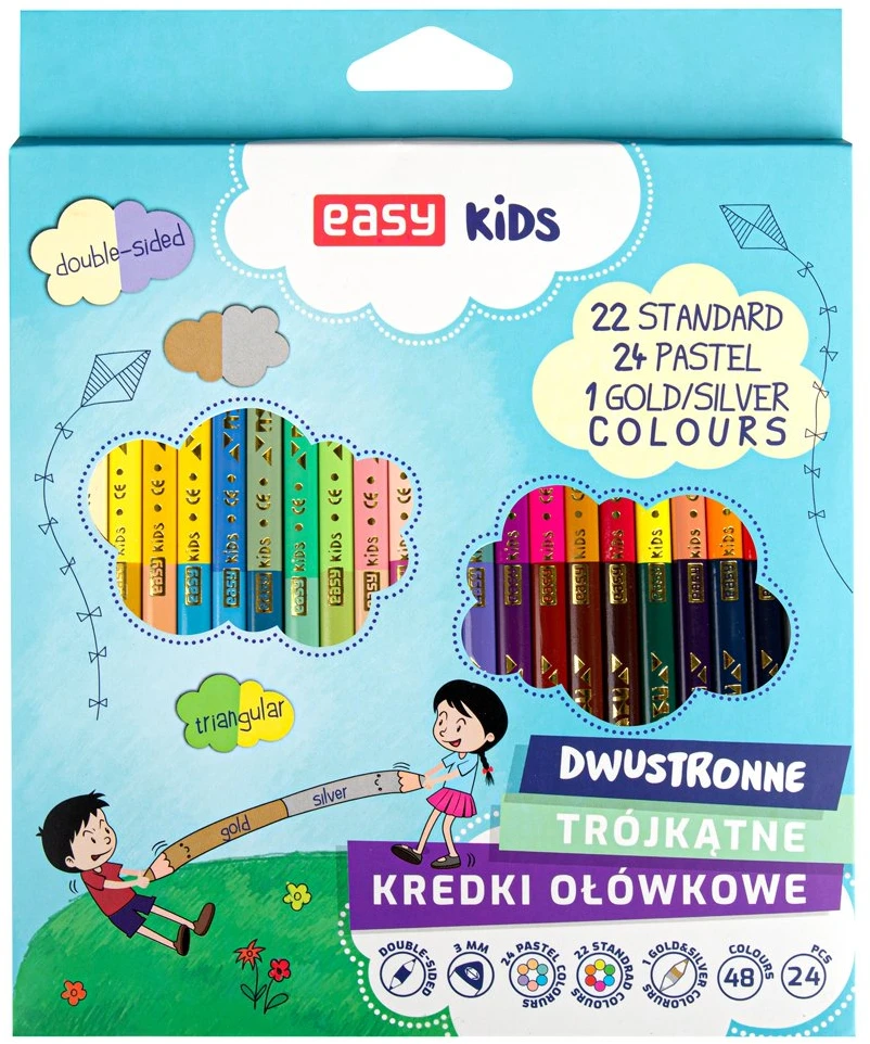 Spokey Dvipusiai trikampiai pieštukai 48 spalvų EASY - Easy Stationery