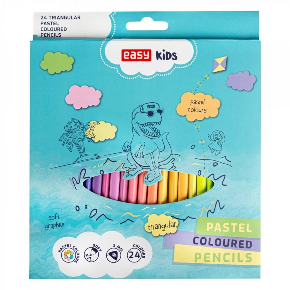 Spokey Trikampiai pasteliniai pieštukai 24 spalvų EASY - Easy Stationery