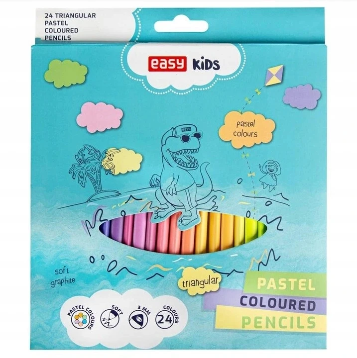 Spokey Trikampiai pasteliniai pieštukai 24 spalvų EASY - Easy Stationery