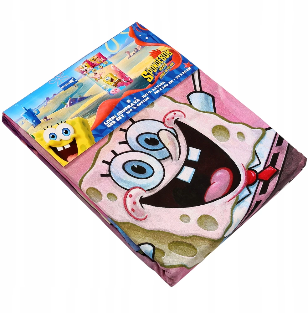 Spongebob Kolorowa, DWUSTRONNA, bawełniana pościel na zamek 140x200 cm
