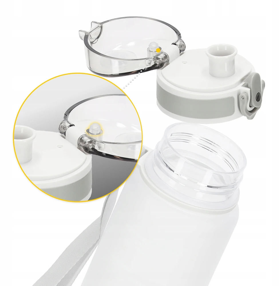 Sportinis bidonas 4fizjo 650 ml, Tritan, su matuokle, pilkas