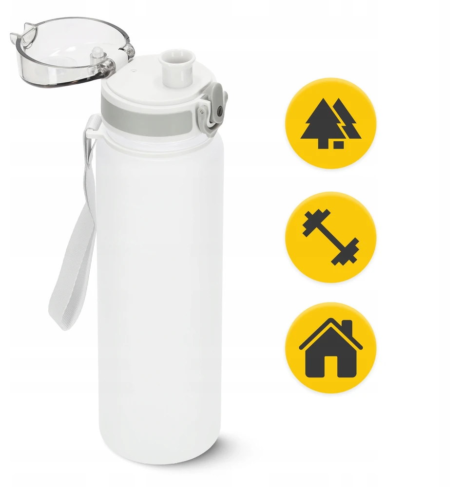 Sportinis bidonas 4fizjo 650 ml, Tritan, su matuokle, pilkas