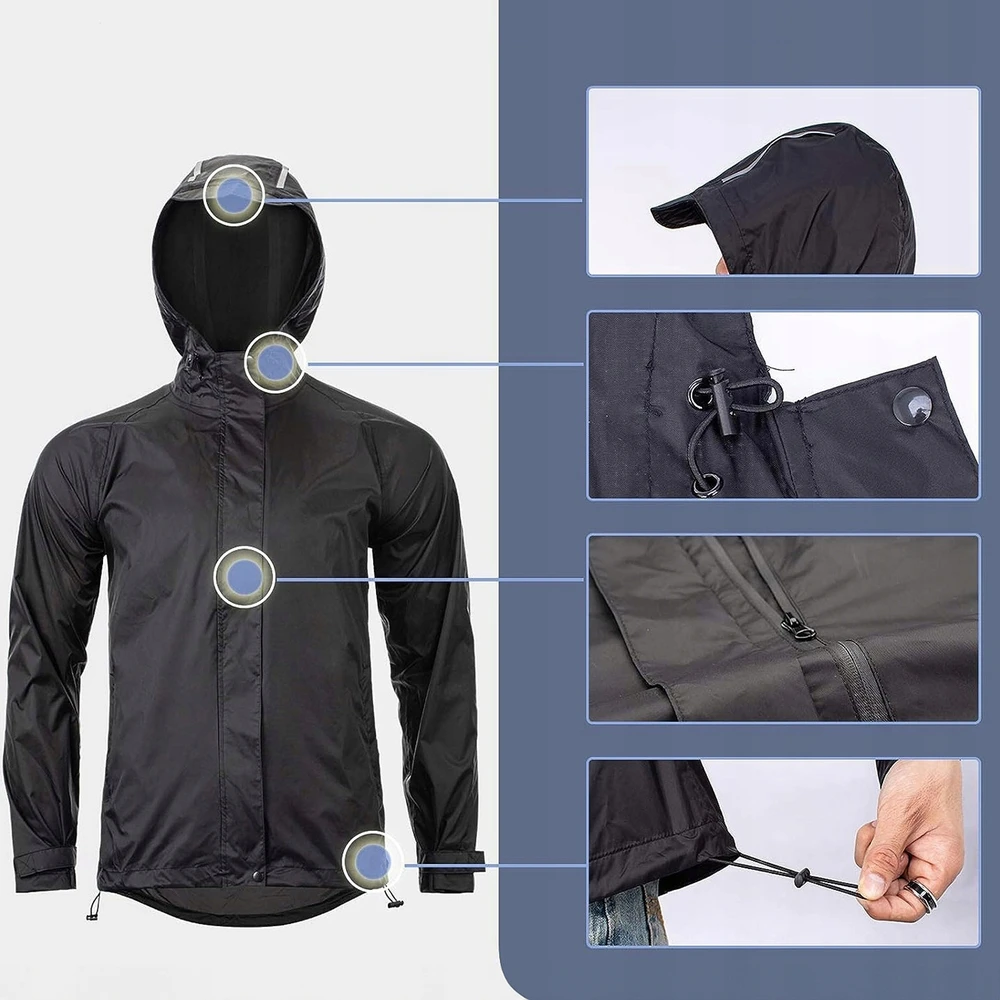 Rockbros YPY013BK3XL Rain Jacket Breathable Windproof XXXL – juodos spalvos