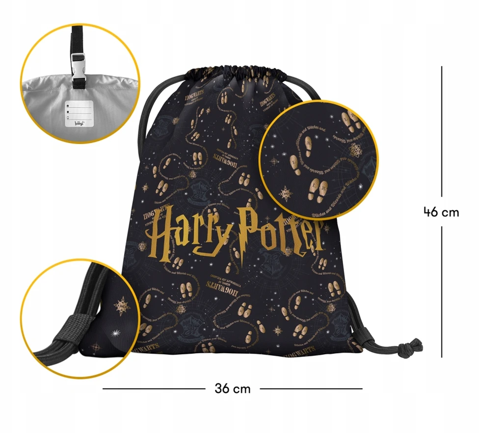 Sportinis krepšys - BAAGL - Harry Potter - Juodas - 46x36cm - Berniukams
