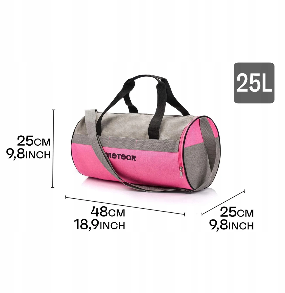 Sportinis krepšys Meteor 25L, pilka/rožinė