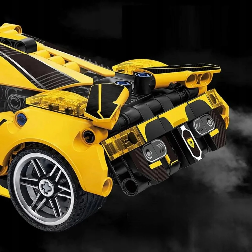 SPORTINIŲ AUTOMOBILIŲ TECHNINIŲ BLOKŲ RINKINYS 1158 ELEMENTAI ŠVIETI TAMSOJE