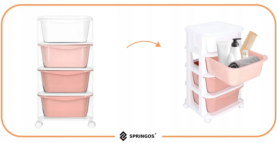 Mobilus stalčių komplektas Springos su 4 pasteliniais stalčiais