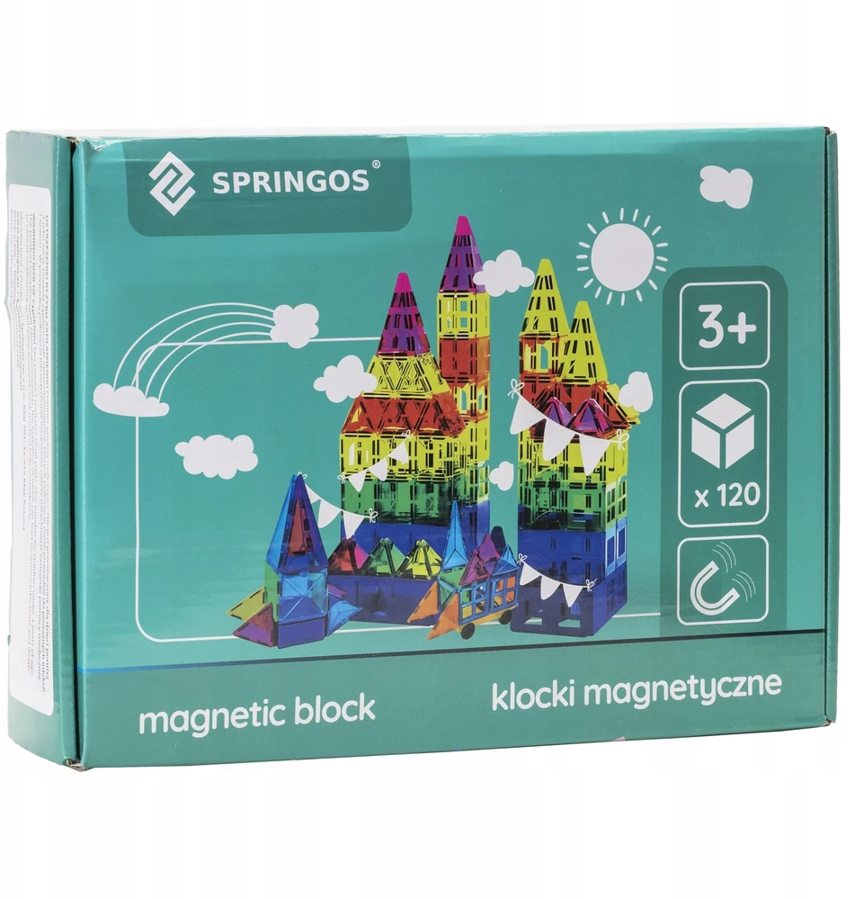 Springos MAGNETINIAI KONSTRUKCINIAI KLUOKLIAI VAIKAMS STATYBINIUI 120 vnt.