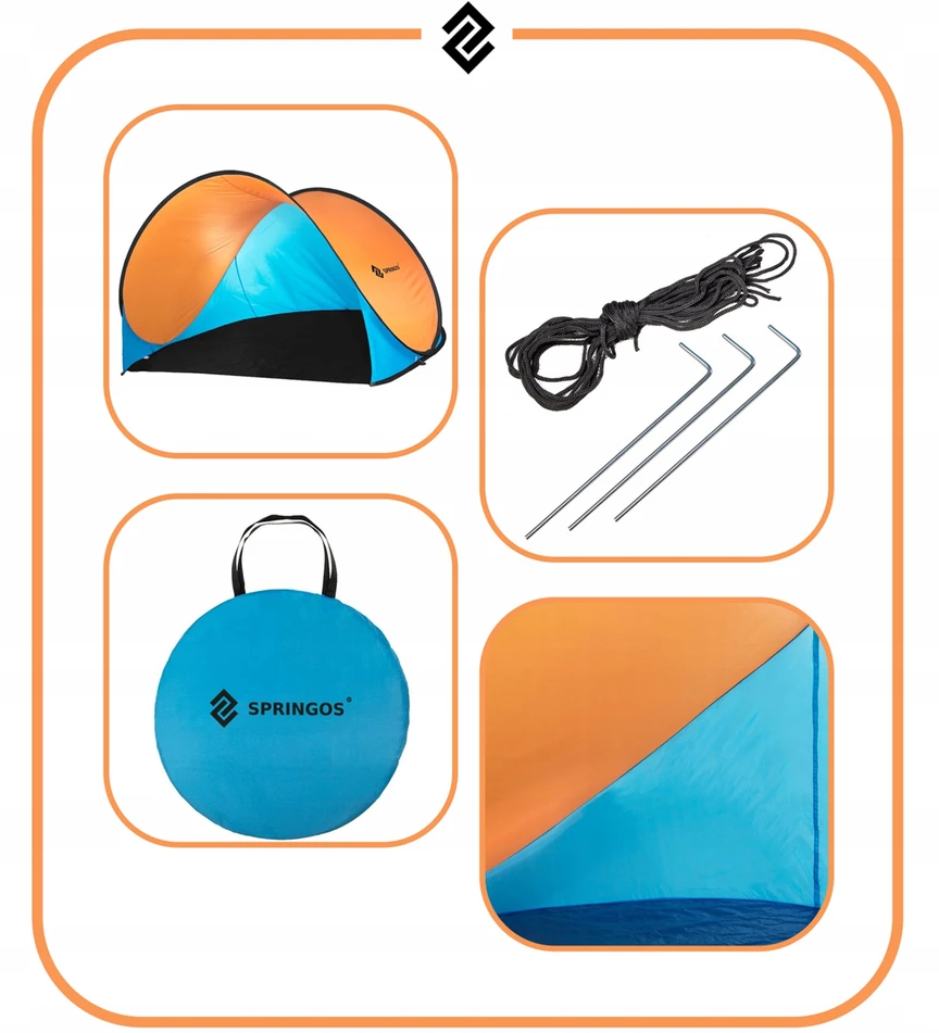 Palapinė Springos PT003 Pop-Up 200×120×110 cm oranžinė