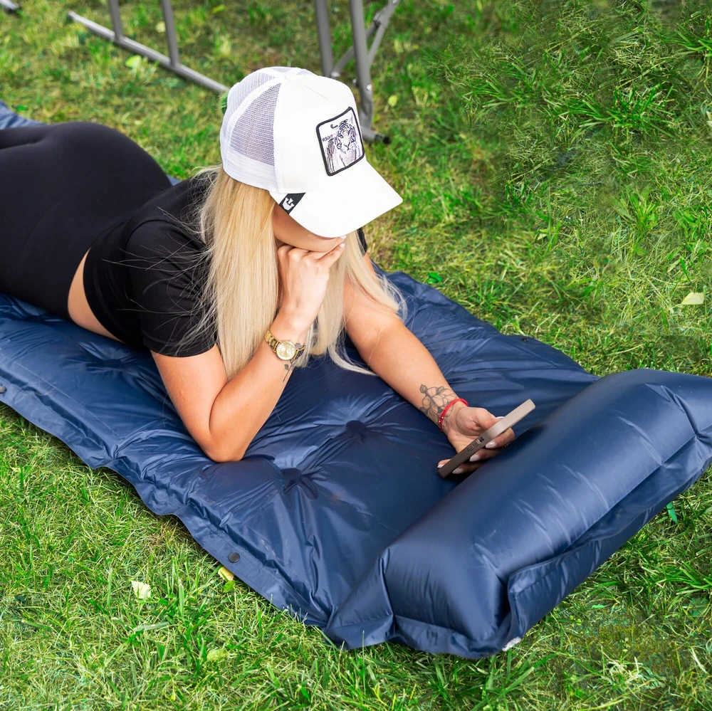 Turistinis kilimėlis su pagalve Springos 200 cm tamsiai mėlynas