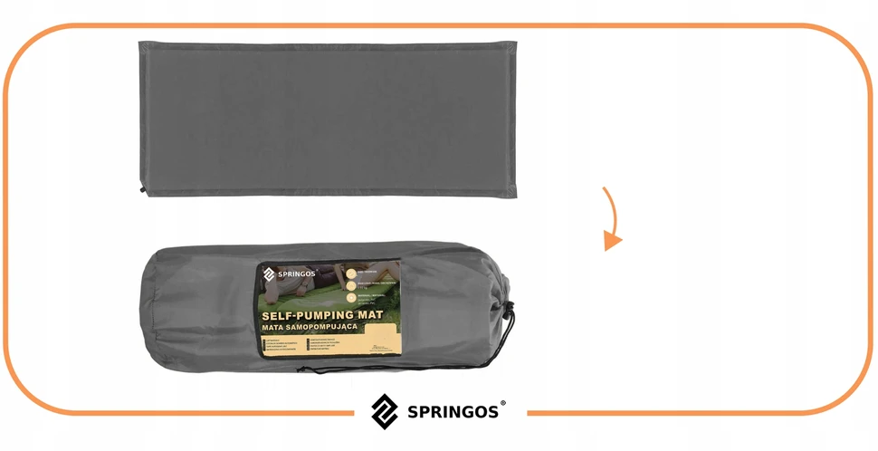 Savaime prisipučiantis kilimėlis Springos 180 cm pilkas