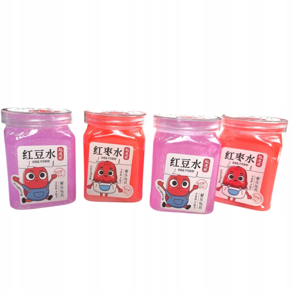 Squishysquishies 4 GLITTER SLIME RINKINYS indelyje JARS KAWAII SENSORY masė