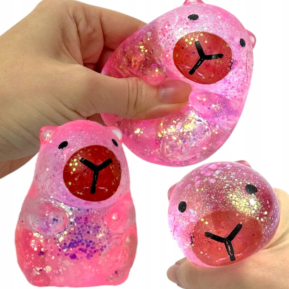 Squishysquishies Gniotek CAPYBARA su blizgučiais maltozės geliu Antistresinis žaislas 7 cm