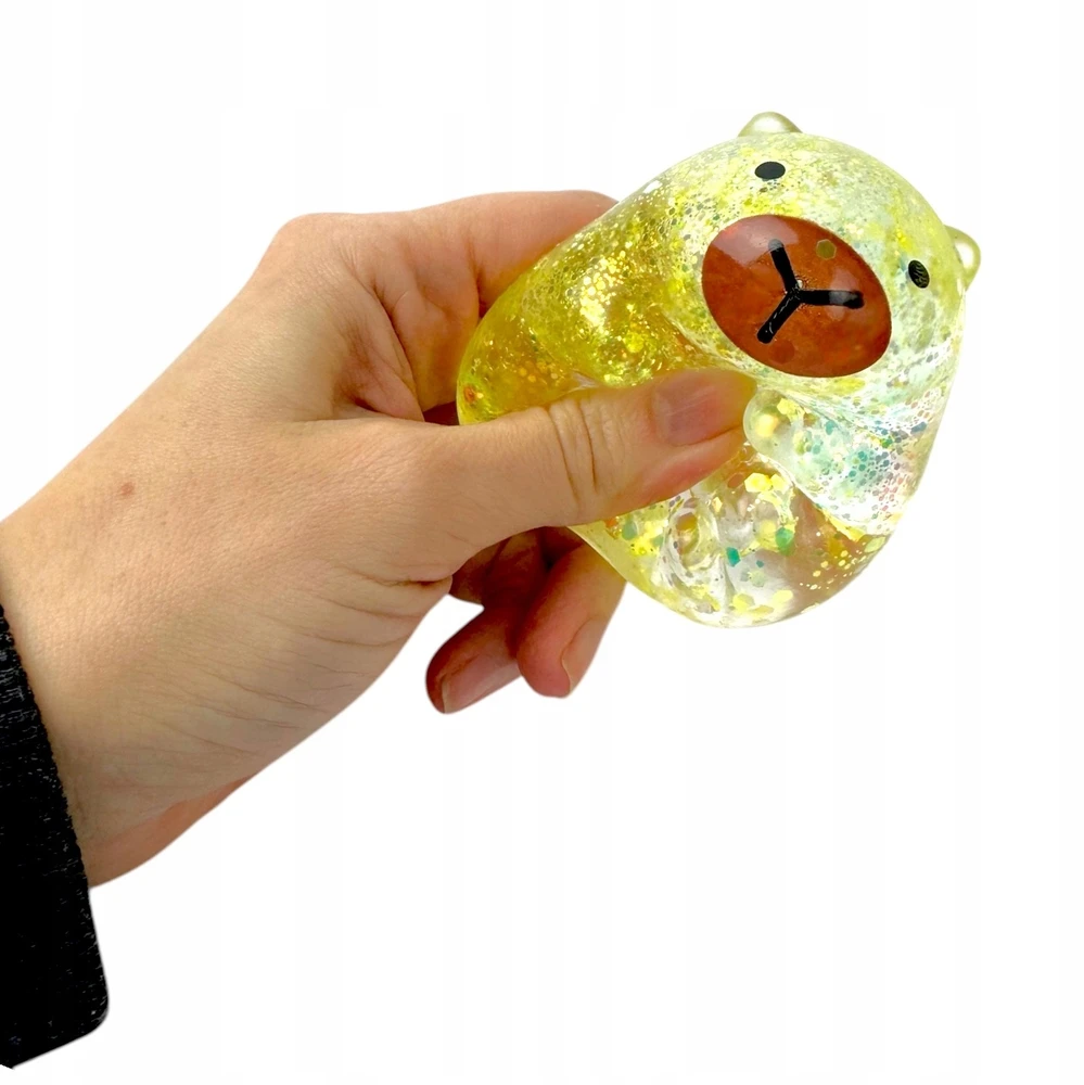 Squishysquishies Gniotek CAPYBARA su blizgučiais maltozės geliu Antistresinis žaislas 7 cm