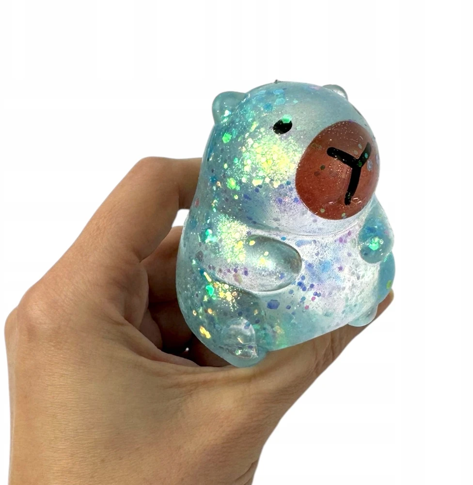 Squishysquishies Gniotek CAPYBARA su blizgučiais maltozės geliu Antistresinis žaislas 7 cm