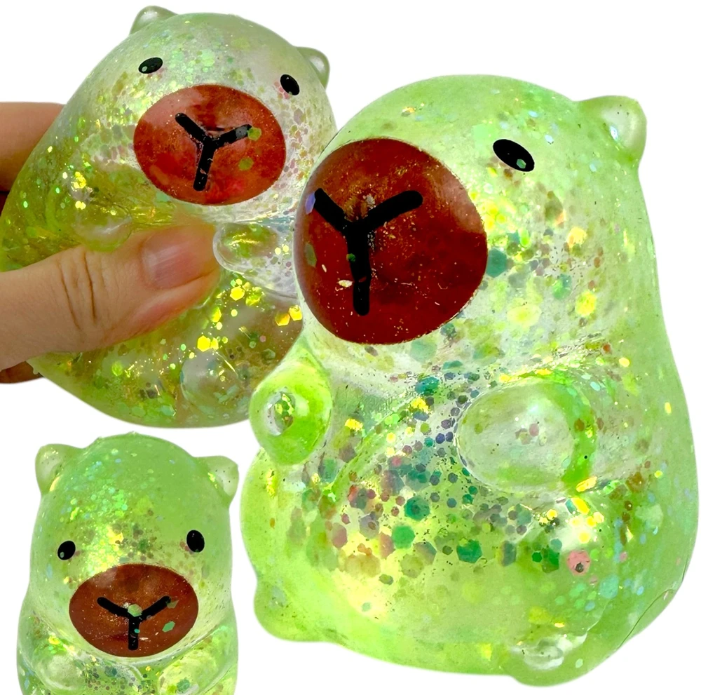Squishysquishies Gniotek CAPYBARA su blizgučiais maltozės geliu Antistresinis žaislas 7 cm