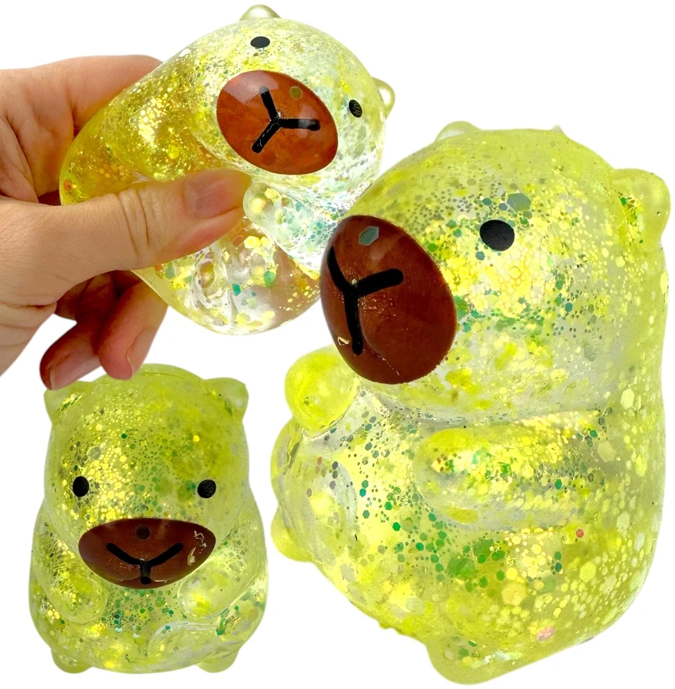 Squishysquishies Gniotek CAPYBARA su blizgučiais maltozės geliu Antistresinis žaislas 7 cm