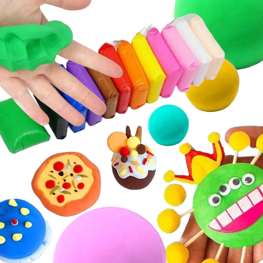 SquishySquishies POLYMER PLASTICINE SENSO PUTO MOLIS MAGIC MASĖS RINKINYS iš 12