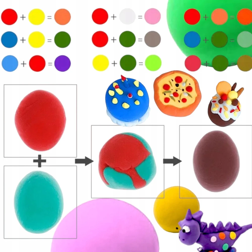 SquishySquishies POLYMER PLASTICINE SENSO PUTO MOLIS MAGIC MASĖS RINKINYS iš 12