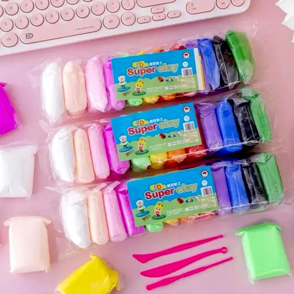SquishySquishies POLYMER PLASTICINE SENSO PUTO MOLIS MAGIC MASĖS RINKINYS iš 12
