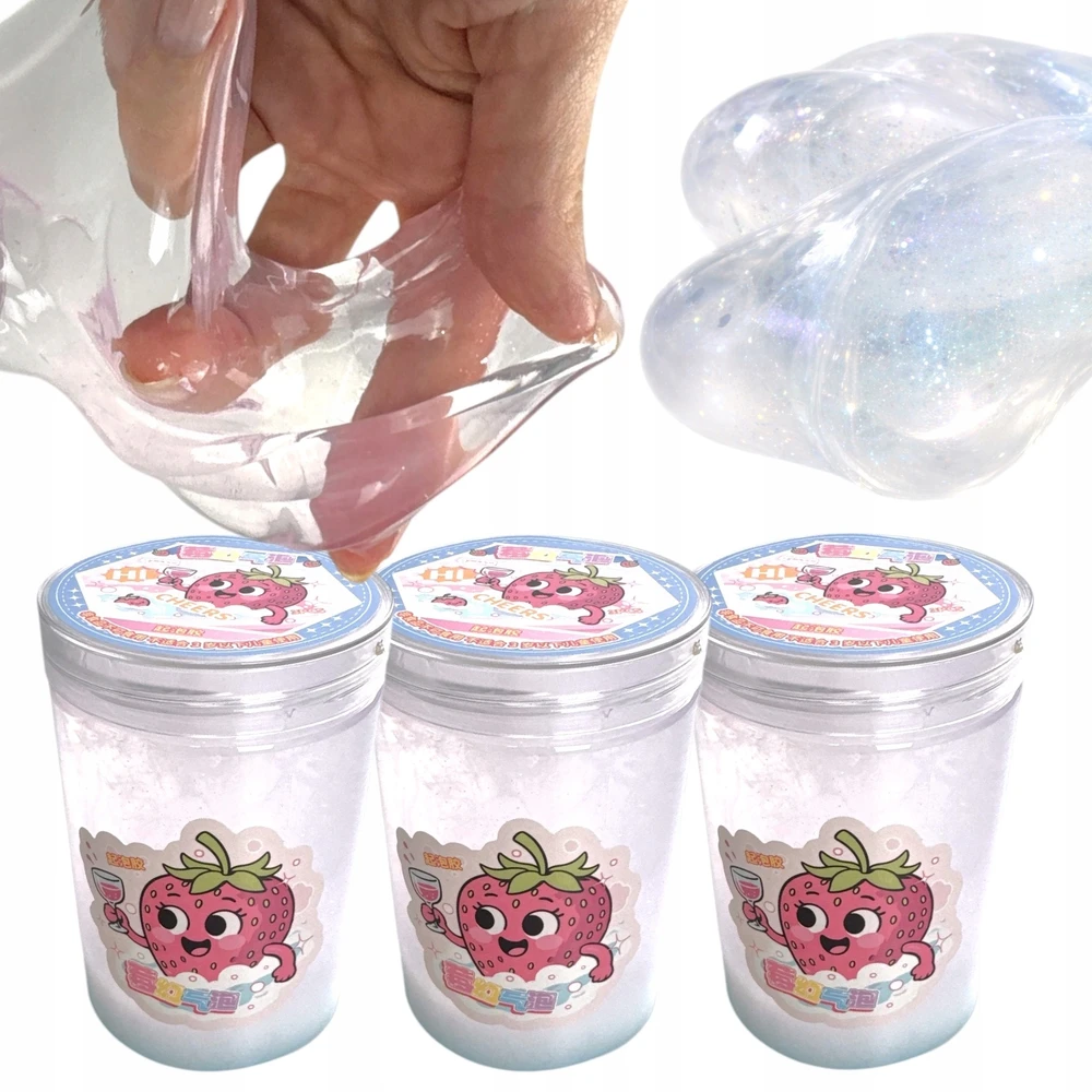 Squishysquishies SLIME FRAGRANCED 3PACK braškių skaidrus RINKINYS 3x250 ml