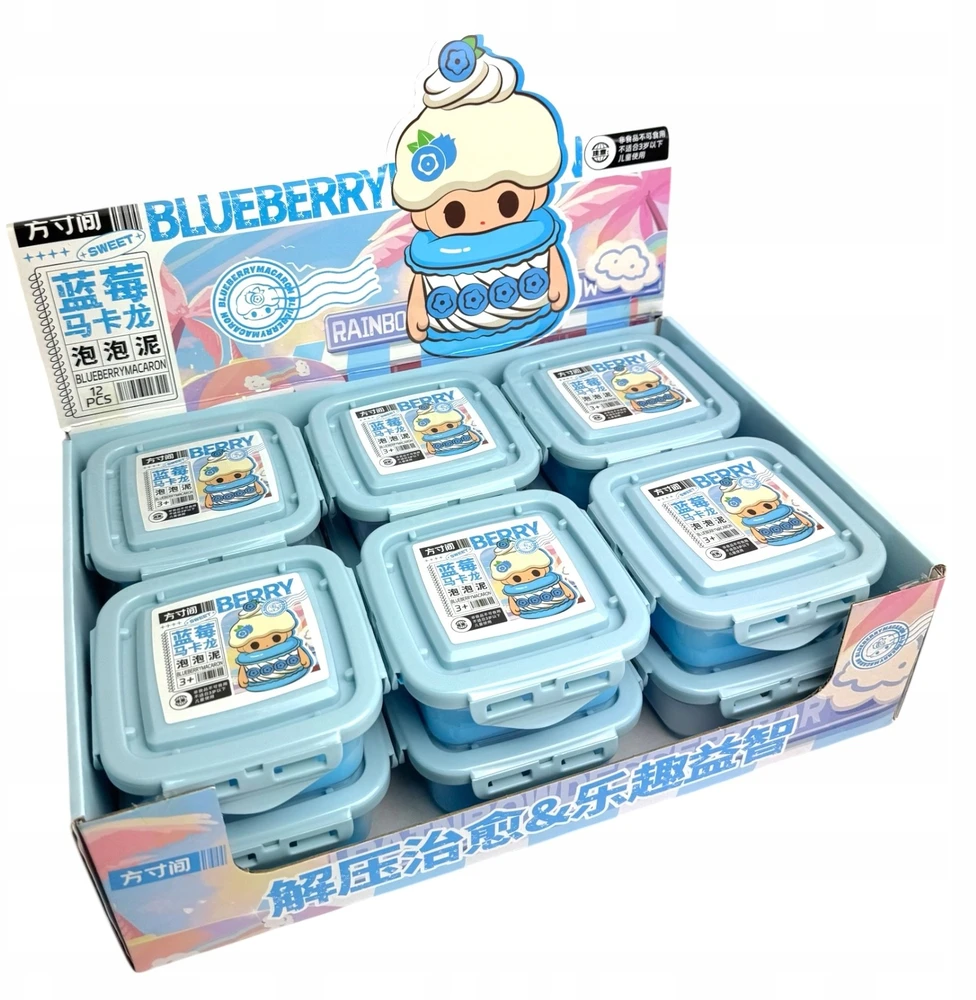 SquishySquishies SLIME plastikinė pasta BLUEBERRY MACARON Sensory