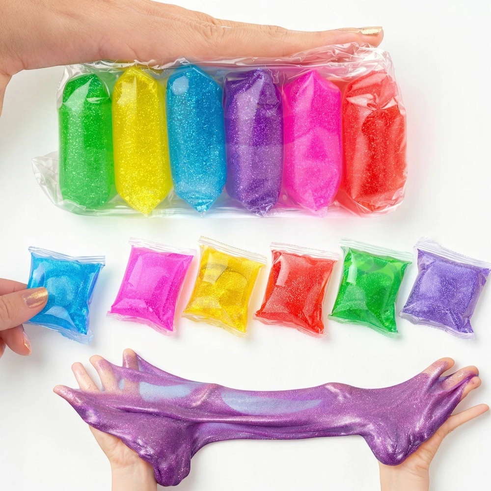 SquishySquishies SLIME, SPALVINGOS SLIME, 6 SPALVOS, antistresiniai, plastilino PAKETELĖLIAI