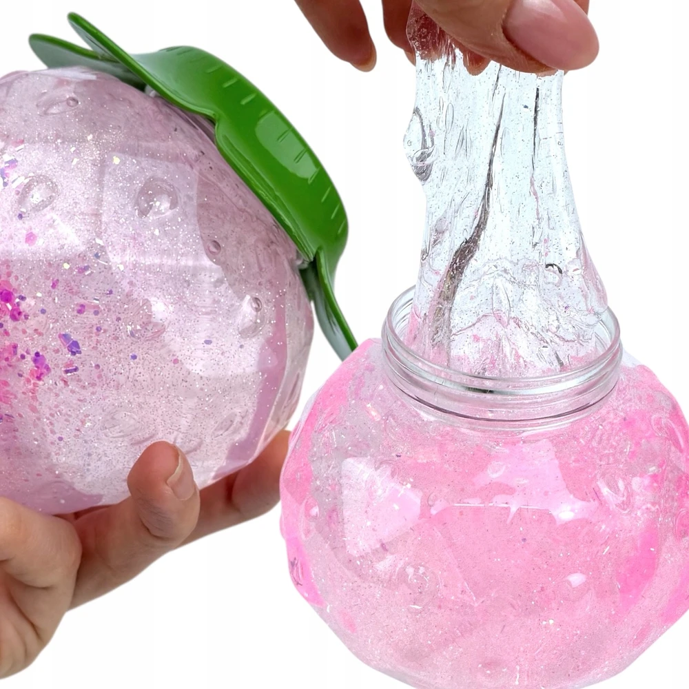 Squishysquishies SLIME ŻELOWA MASA brokatowa STRETCH truskawka SENSORYCZNA SLAJM Jumbo