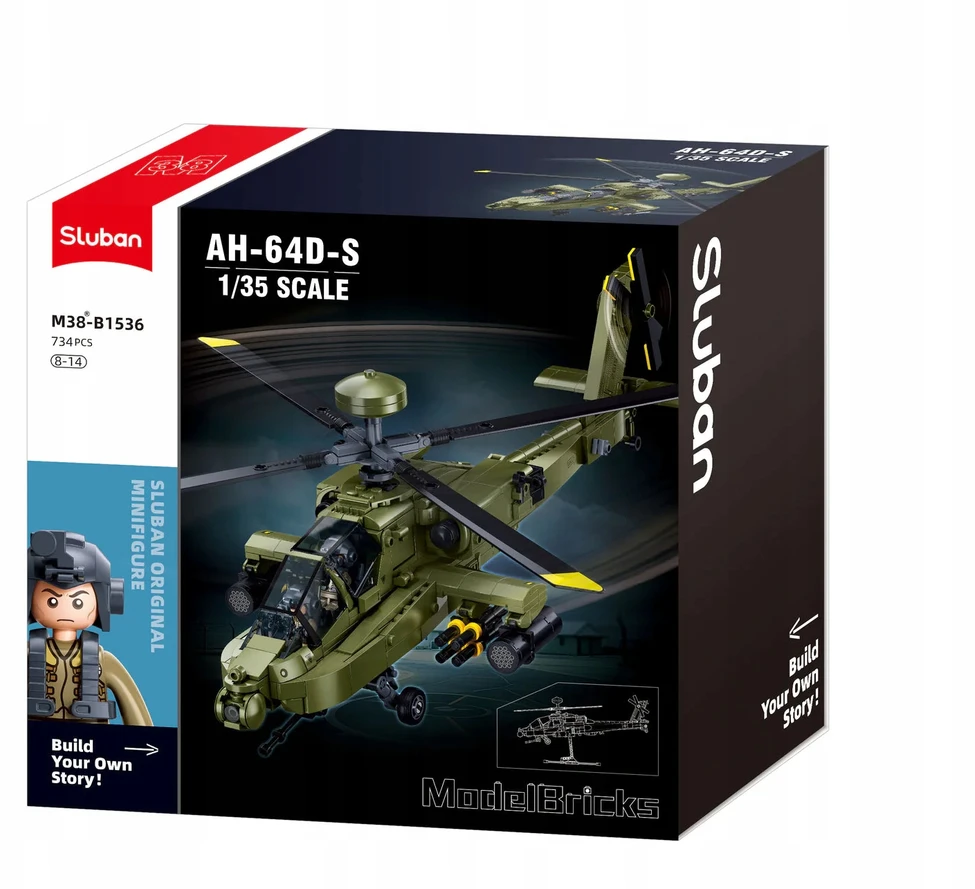 Sraigtasparnis AH-64 Apache 1:35 Blocks Sluban 734 el M38-B1536